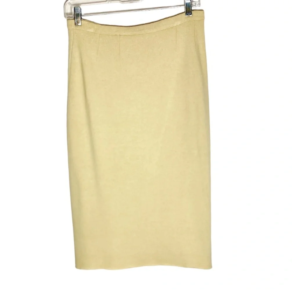 🛵 Vtg Union Made Butter Yellow Wool Knit Sweater Skirt M